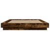 vidaXL Bed Frame with LED Lights without Mattress Smoked Oak 120x190cm