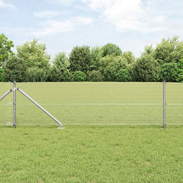 vidaXL Fence Post Silver 25 x 0.5 m (16 x 16 mm mesh) Steel