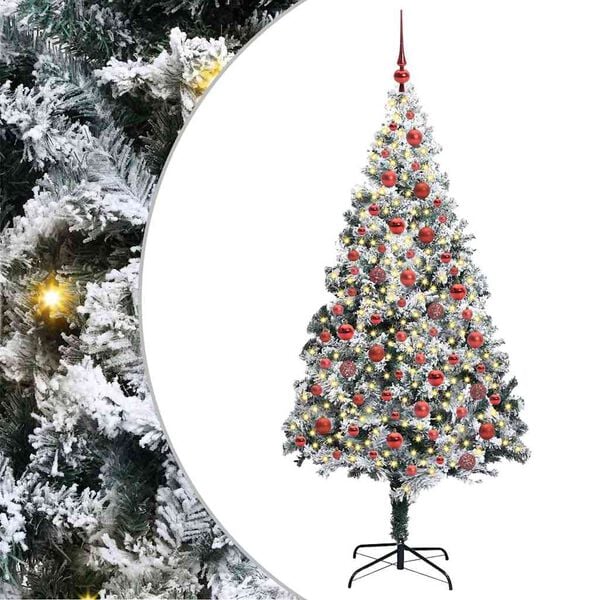 vidaXL Artificial Christmas Tree with 300 LEDs with Stand White 180 cm