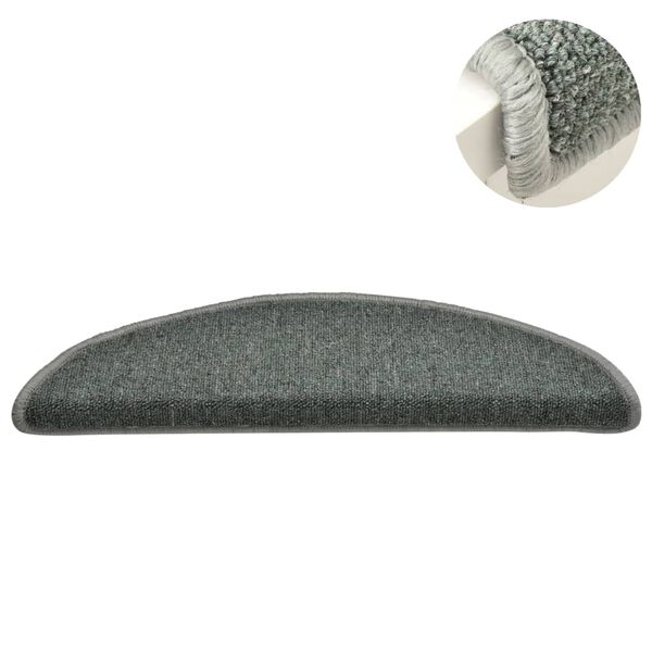 vidaXL Stair Mats 15 pcs 56x17x3 cm Dark Green Half Round