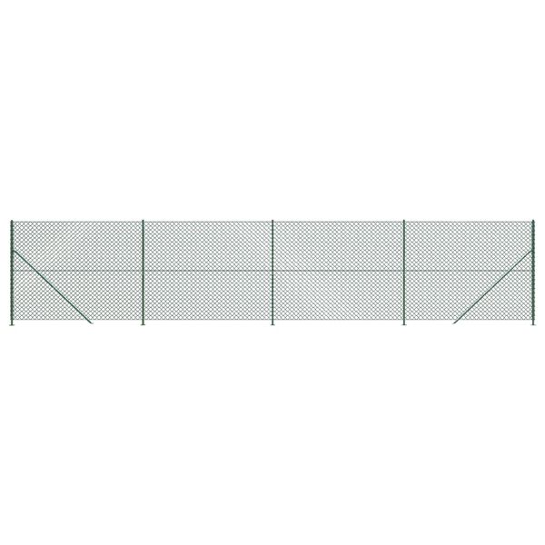 vidaXL Chain Link Fence with Flange Green 1.6x10 m