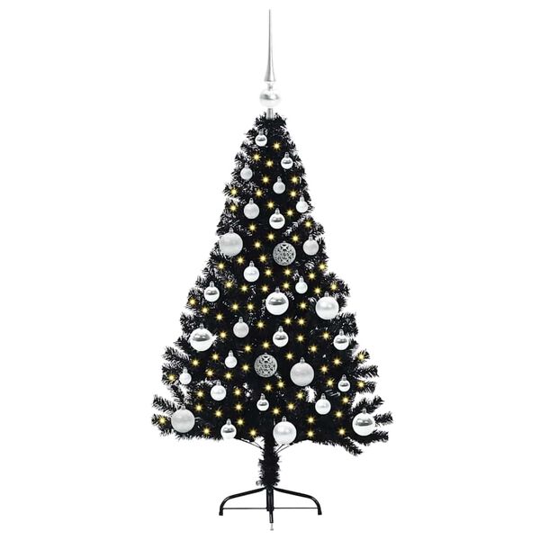 vidaXL Artificial Pre-lit Christmas Tree Black 120 cm PVC