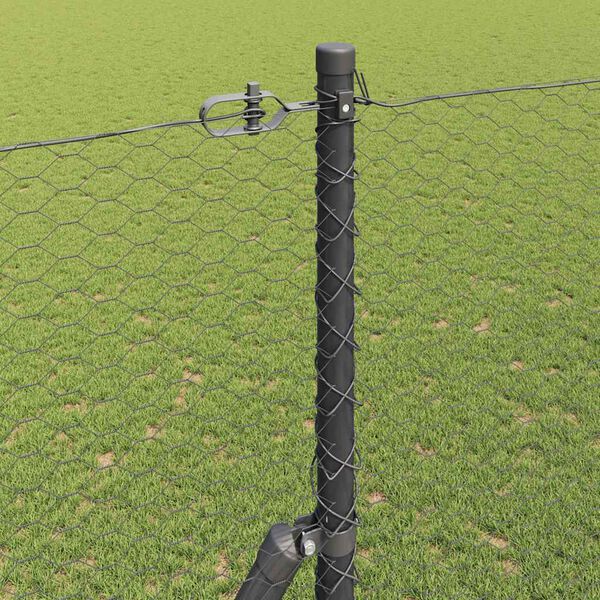 vidaXL Fence Post Grey 10 x 1.6 m (25 mm mesh) Steel and PVC