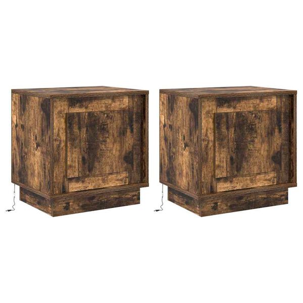 vidaXL Bedside Cabinet 2 pcs Smoked Oak 44 x 34.5 x 45 cm