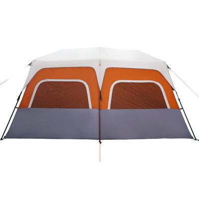 vidaXL Camping Tent with LED Light 10-Person Green Light Grey and Orange