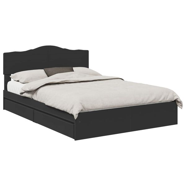 vidaXL Storage Bed with Headboard Black 140 x 190 cm Engineered Wood