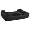 vidaXL Dog Bed Black 65x50x20 cm Linen Look Fleece