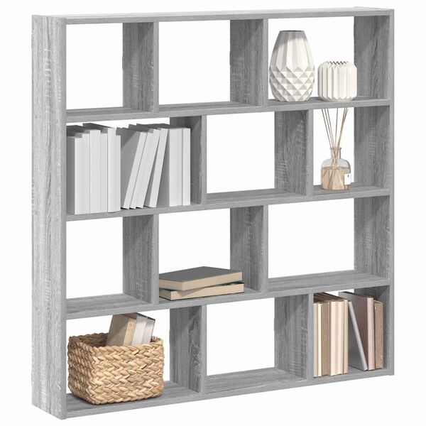 vidaXL Wall Cube Shelf 12 Compartments Grey Sonoma Engineered Wood