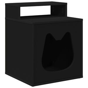vidaXL Cat House Black 42.5 x 40 x 53.5 cm Engineered Wood