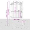 vidaXL Fence Gate with Spikes Grey 170 x 100 cm Powder-coated steel