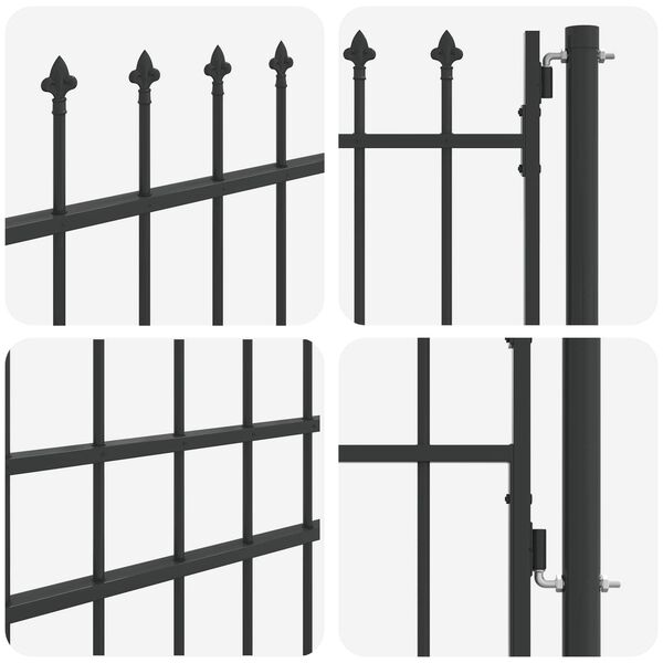 vidaXL Fence Gate with Lock Grey 103 x 225 cm Powder-Coated Steel
