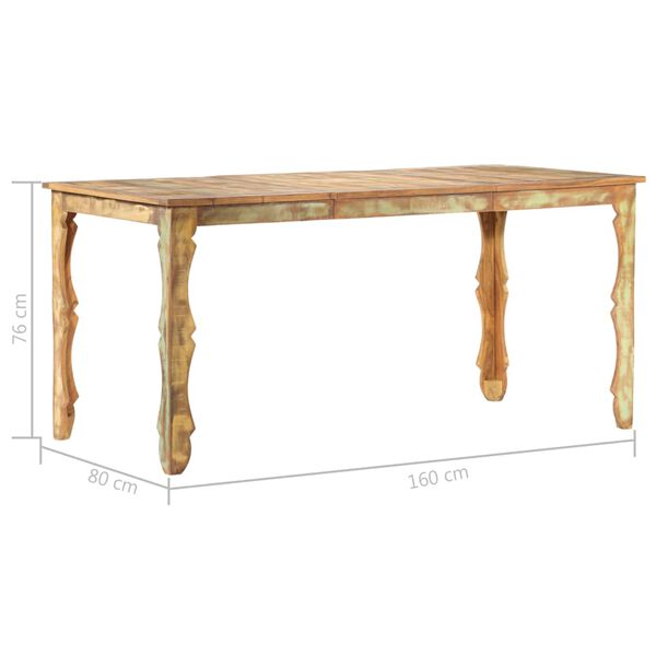 vidaXL Dining Table 160x80x76 cm Solid Reclaimed Wood