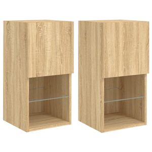 vidaXL 2 Piece TV Cabinet Set with LED Lights Sonoma Oak 30,5x30x60 cm