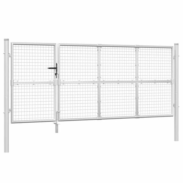 vidaXL Mesh Garden Gate Silver 350x125 cm Galvanised Steel