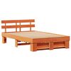 vidaXL Bed Frame with Headboard Wax Brown 120 x 200 cm Solid Pine Wood