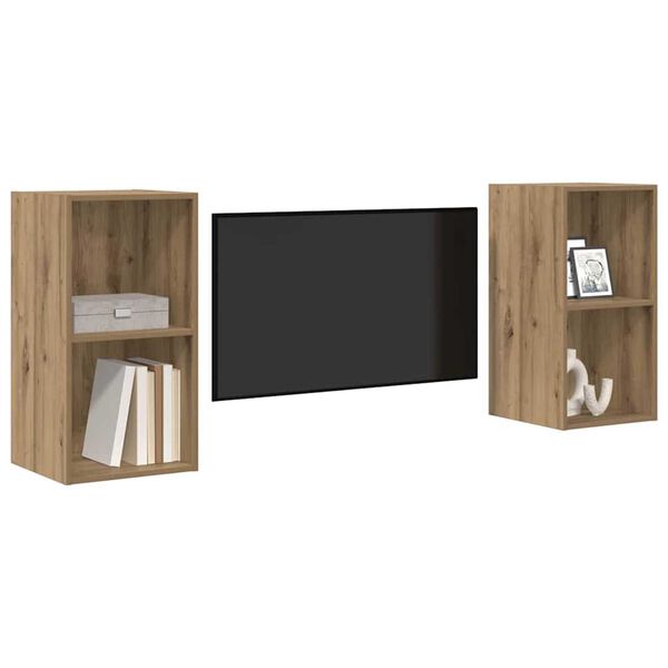 vidaXL TV Cabinet Set Wall-mounted 2 pcs Artisan Oak 37 x 37 x 72 cm