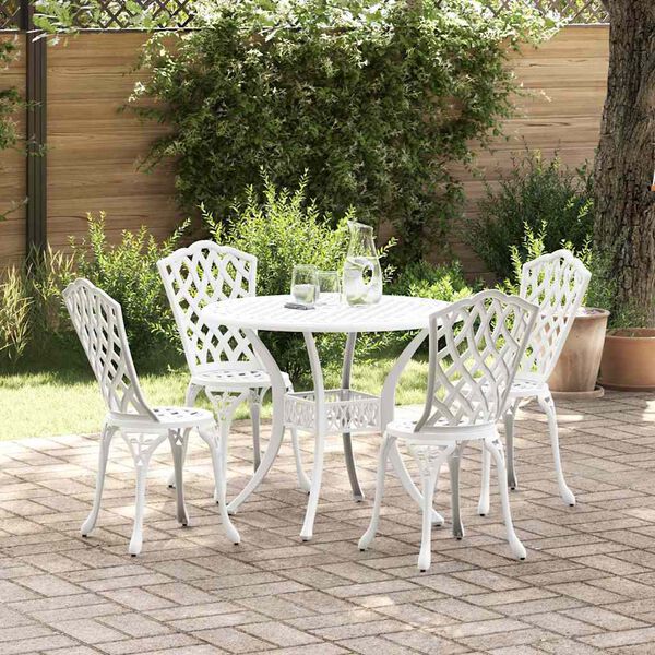 vidaXL Garden Dining Set 5 pcs White Aluminium