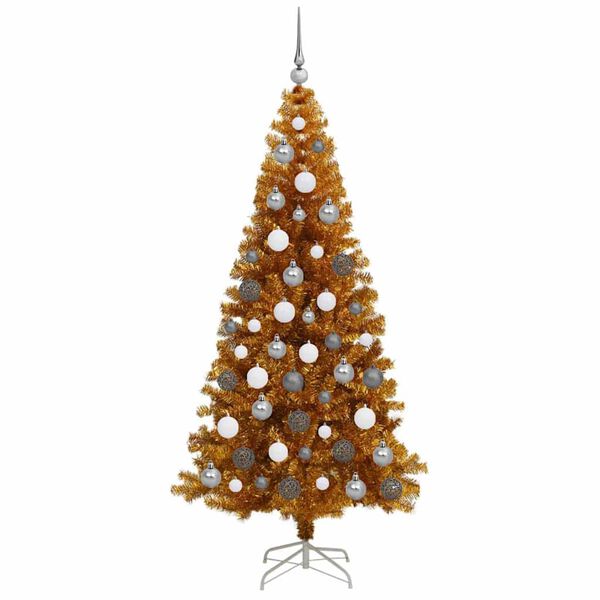 vidaXL Christmas Tree with 300 LEDs with Stand Gold 180 cm PET
