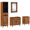 vidaXL Bathroom Furniture Set with Shelf 4 pcs Walnut Solid Mango Wood