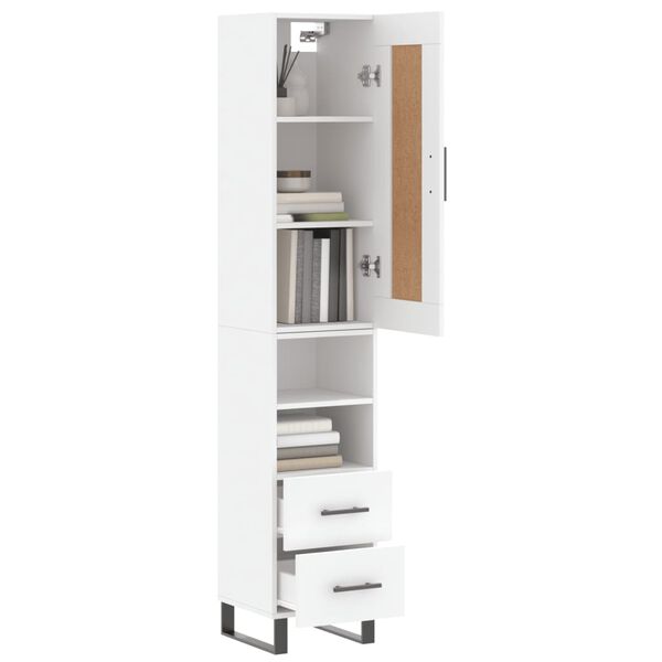 vidaXL Highboard White 34.5x34x180 cm Engineered Wood