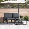 vidaXL Garden Sofa Set with Cushion 3 pcs Black Steel