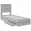 vidaXL Storage Bed with Drawer Grey Sonoma 75 x 190 cm Engineered Wood