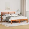 vidaXL Bed Frame with Headboard Wax Brown 120 x 190 cm Solid Pine Wood