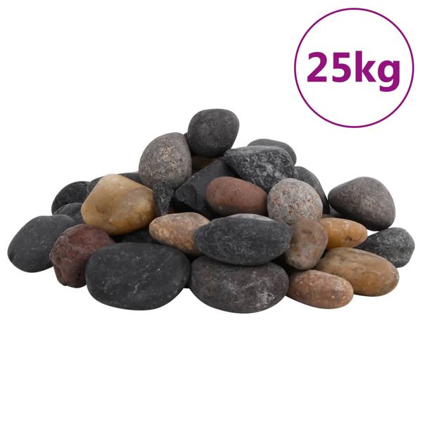 vidaXL Polished Pebbles 25 kg Mixed Colour 5-8 cm