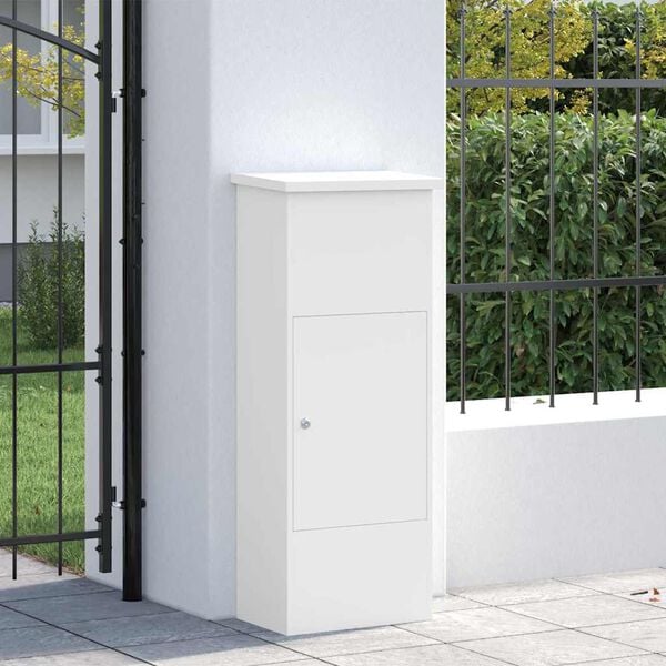 vidaXL Parcel Drop Box White 44.5 x 29 x 110.5 cm Steel