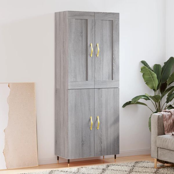 vidaXL Highboard Grey Sonoma 69.5x34x180 cm Engineered Wood