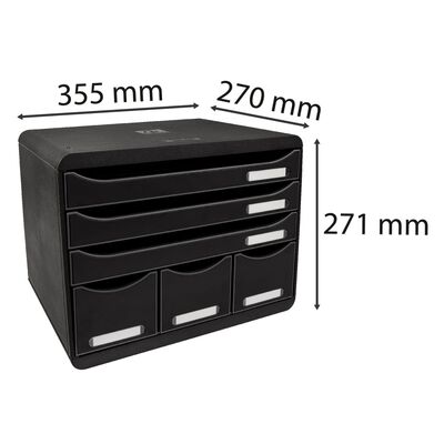 Exacompta Store-Box Desktop Drawer Set Maxi with 6 Drawers Glossy Black