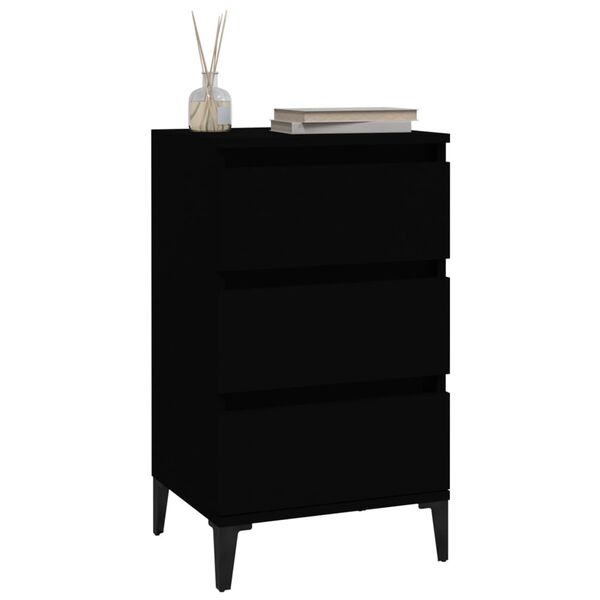 vidaXL Bedside Cabinet Black 40x35x70 cm Engineered Wood