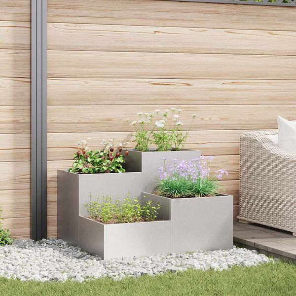 vidaXL Garden Planter Silver 80 x 80 x 60 cm Stainless steel
