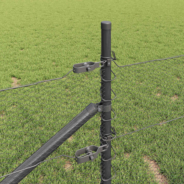 vidaXL Fence Post Grey 50 x 0.4 m (13 mm mesh) Steel and PVC