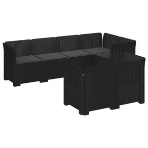 vidaXL 7-Seater Garden Sofa with Cushions Rattan Look PP Anthracite