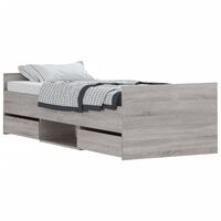 vidaXL Bed Frame with Headboard and Footboard Grey Sonoma 75x190 cm Small Single