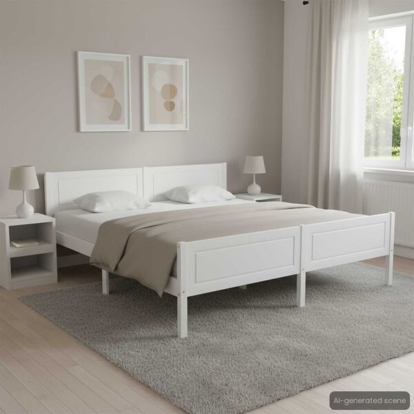 vidaXL Bed Frame without Mattress Solid Pinewood White 180x200 cm Super King