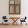 vidaXL 3 Piece Garden Dining Set Poly Rattan & Solid Acacia Wood Black