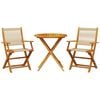 vidaXL 3 Piece Bistro Set Beige Polypropylene and Solid Wood
