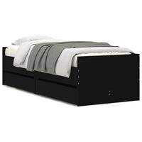 vidaXL Bed Frame with Drawers Black 75x190 cm Small Single