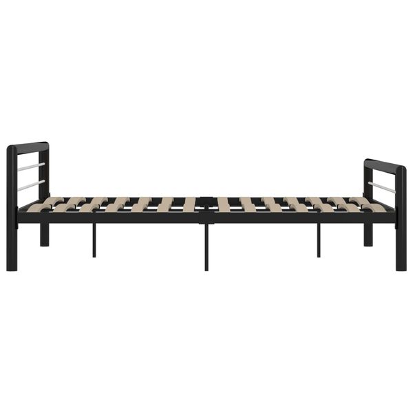 vidaXL Bed Frame without Mattress Black and White Metal 180x200 cm Super King