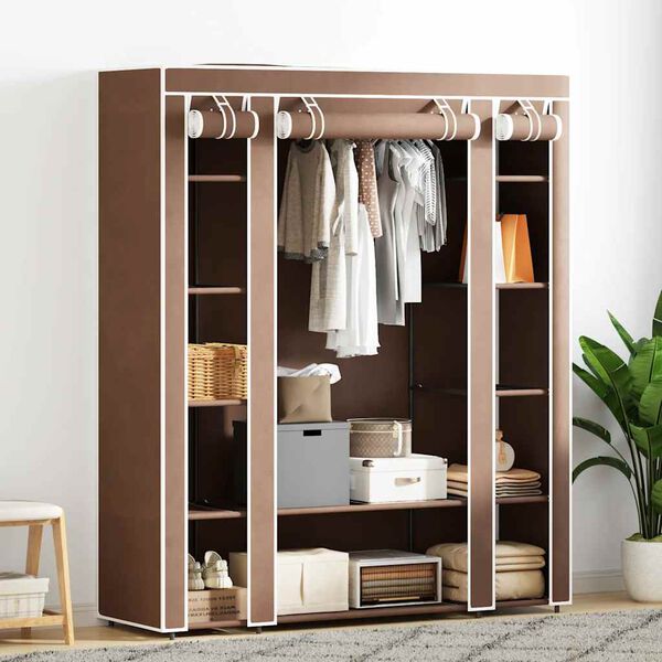 vidaXL Fabric Wardrobe with Compartments and Rods 45x150x176 cm Brown