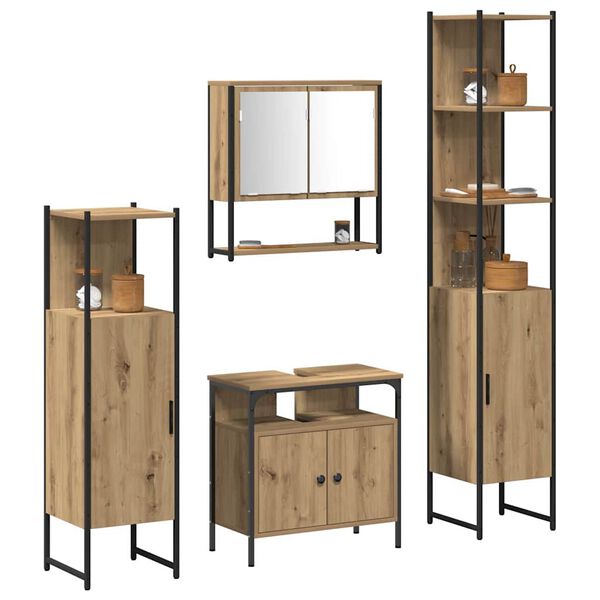 vidaXL Bathroom Furniture Set 4 pcs Artisan oak Engineered wood