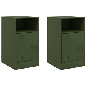 vidaXL Bedside Cabinets 2 pcs Olive Green 34.5x39x62 cm Steel