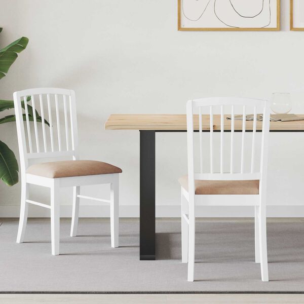 vidaXL Dining Chairs 2 pcs White 50 x 52.5 x 91 cm Solid Rubber Wood