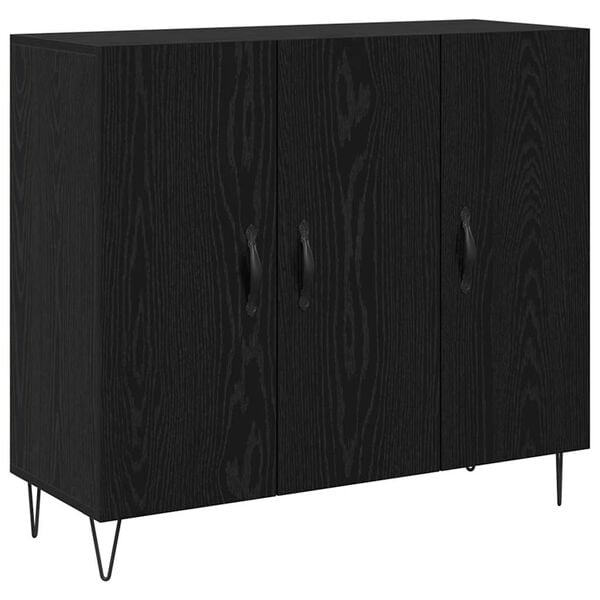 vidaXL Sideboard Black Oak 90 x 32.5 x 80 cm Engineered Wood