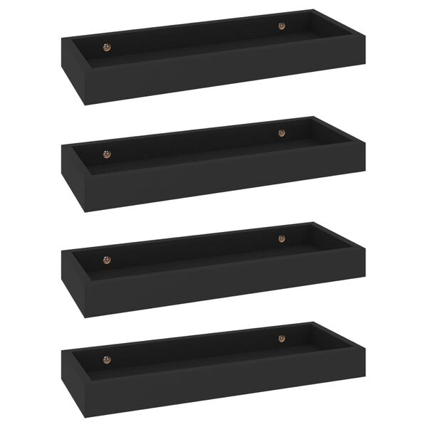 vidaXL Loggia Wall Shelves 4 pcs Black 40x15x4 cm MDF