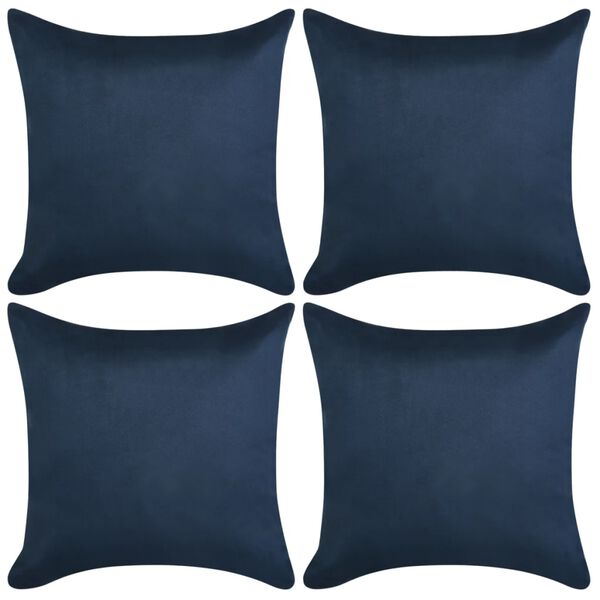 vidaXL Cushion Covers 4 pcs 50x50 cm Polyester Faux Suede Navy