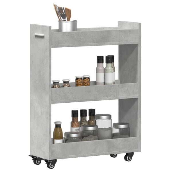 vidaXL Cabinet with Wheels Concerte Grey 60x22x79 cm Engineered Wood