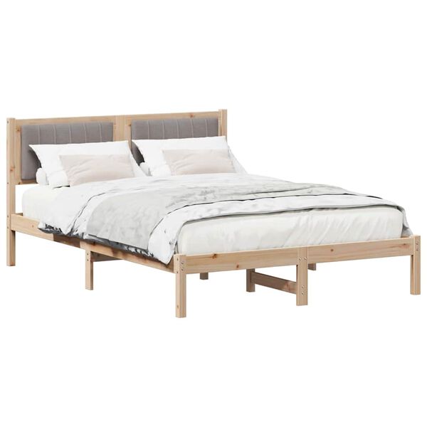 vidaXL Bed Frame with Upholstered Headboard Taupe 140 x 190 cm